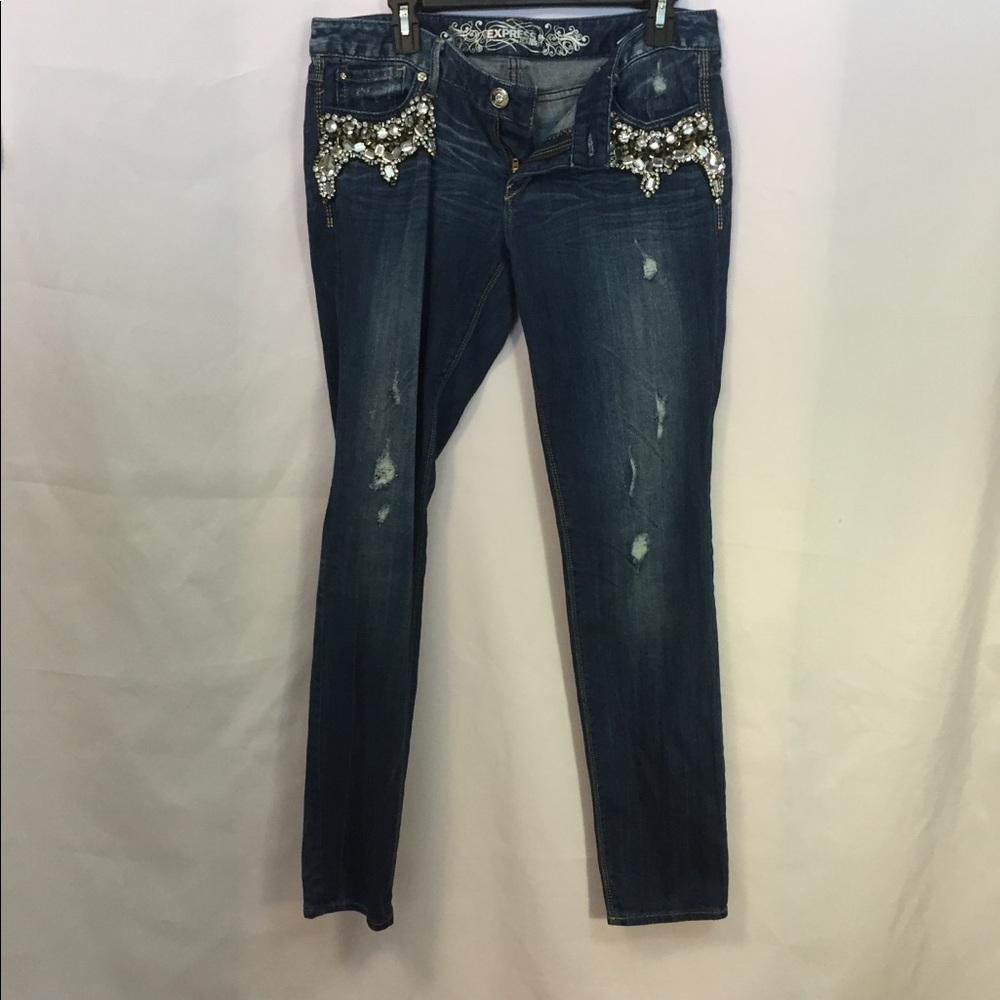 Express 10 ultra skinny Zelda jeans rhinestone